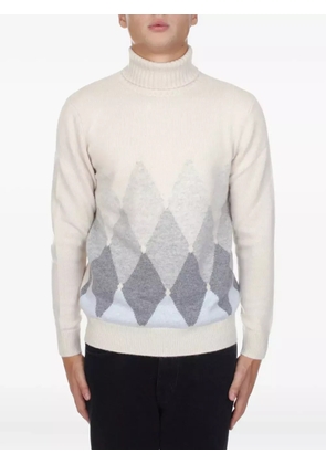 Ballantyne argyle roll-neck sweater - White