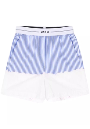 MSGM ombré striped cotton shorts - Blue