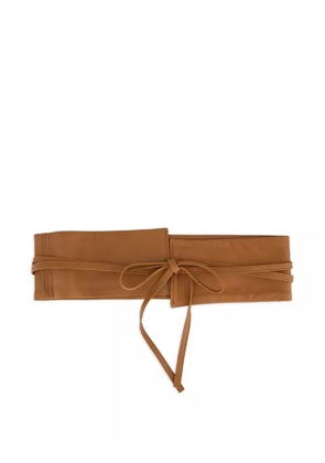 PAULA leather tie belt - Brown