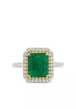 HYT Jewelry 18K white and yellow emerald and diamond ring