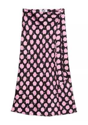 MSGM wrap-effect floral-print midi skirt - Pink