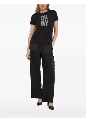 DKNY logo-lettering embellished T-shirt - Black