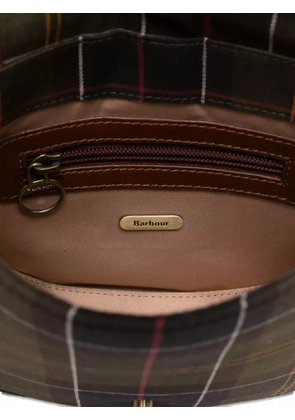 Barbour tartan-pattern buckled satchel bag - Green