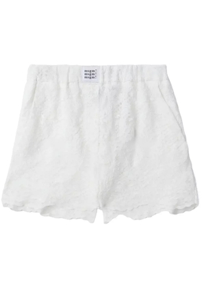 MSGM logo-patch scalloped lace shorts - White
