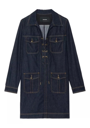 Zadig&Voltaire Remacha lace-up pocket mini dress - Blue