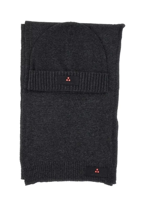 Peuterey ribbed logo scarf set - Grey