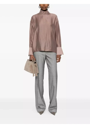 RAME high-neck cuffed shirt - Neutrals
