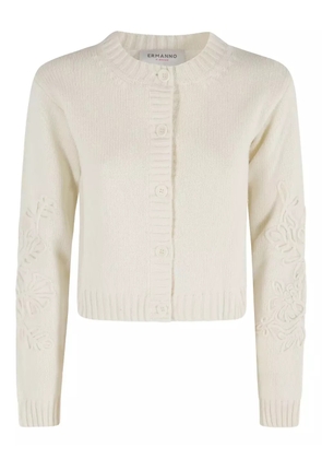 ERMANNO FIRENZE floral-appliqué cardigan - Neutrals