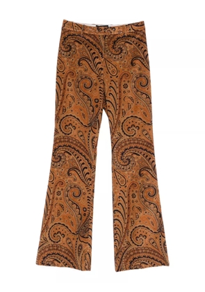 ETRO paisley-pattern corduroy trousers - Brown