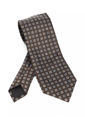 Zegna square-pattern tie - Brown