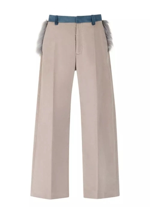 Marni faux-fur-trimmed velvet trousers - Neutrals