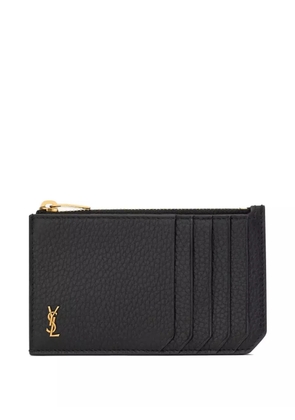 Saint Laurent logo-plaque zip-fastening card holder - Black