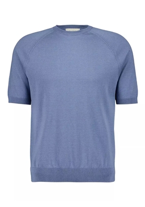 Piacenza Cashmere raglan-sleeved short-sleeved sweater - Blue