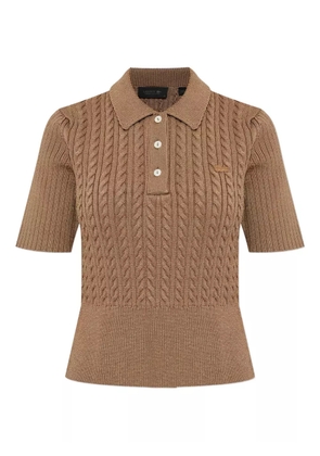 Lacoste cable-knit polo shirt - Brown