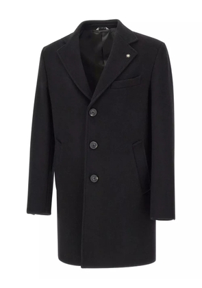Manuel Ritz notched-lapel pin-detail coat - Black