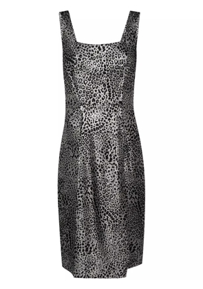 Genny animalier-jacquard midi dress - Silver