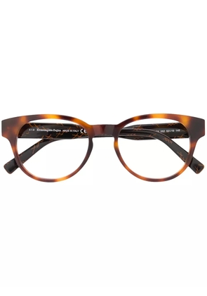 Zegna tortoiseshell round frame glasses - Brown