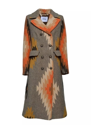 Bazar Deluxe intarsia-pattern virgin-wool coat - Brown