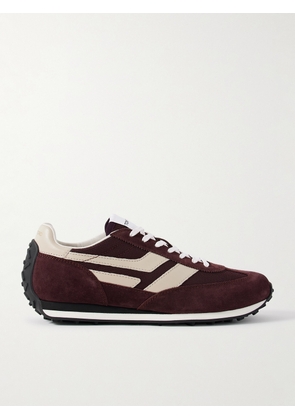TOM FORD - Mesh and Leather-Trimmed Suede Sneakers - Men - Burgundy - EU 40