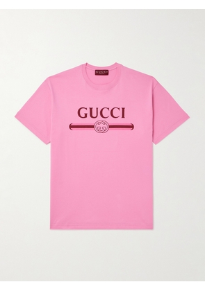 Gucci - Logo-Print Cotton-Jersey T-Shirt - Men - Pink - S