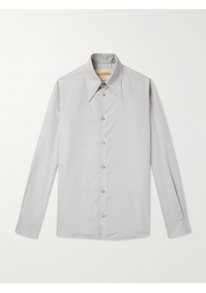 Valentino Garavani - Slim-Fit Silk Shirt - Men - Gray - EU 38