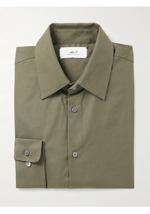 Mr P. - Brushed Organic Cotton Shirt - Men - Green - 15
