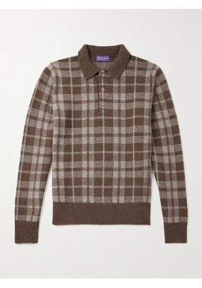 Ralph Lauren Purple Label - Checked Brushed Cashmere Polo Shirt - Men - Brown - S
