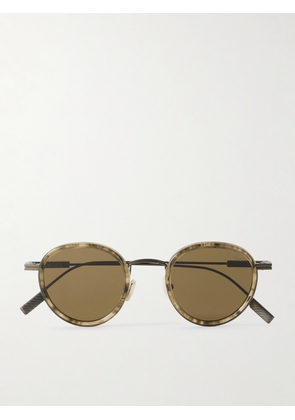 Zegna - Round-Frame Titanium and Acetate Sunglasses - Men - Brown