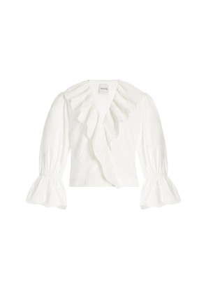 Posse Beryl Embroidered Cotton Cross-Over Top - Moda Operandi