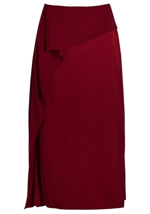 Erdem Draped Satin Midi Skirt - Red - 10 (UK10 / S)