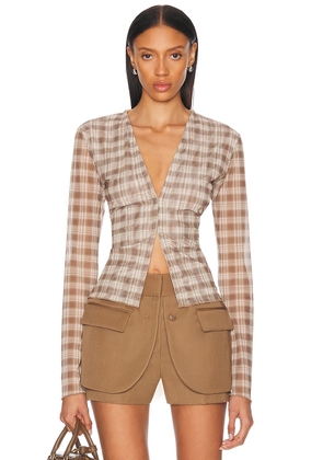 Jade Cropper Long Sleeve Cardigan in Beige & Brown Snake Print - Beige. Size 38 (also in ).