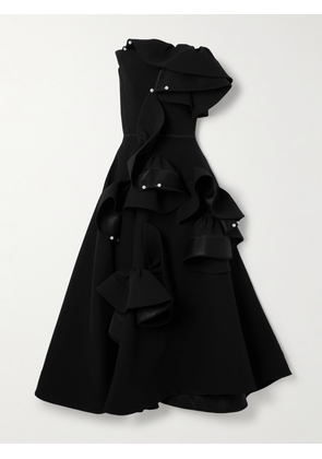 Maticevski - Atonement Strapless Embellished Mesh-trimmed Ruffled Crepe Maxi Dress - Black - UK 6,UK 8,UK 10,UK 12,UK 14