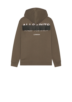 ALLSAINTS Redact Hoodie in Olive. Size L. Also in M, S.