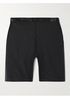 Spanx - Spanxsmooth™ Ribbed Stretch-mesh Shorts - Black - x small,small,medium,large,x large