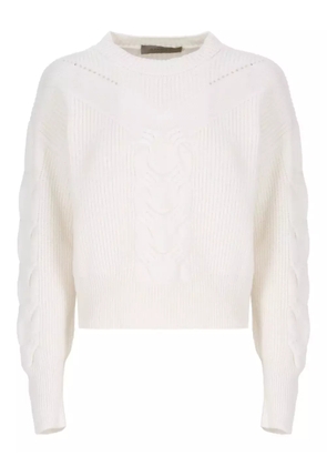 D.Exterior crew-neck sweater - White