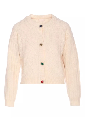 LIU JO cable-knit embellished cardigan - Neutrals