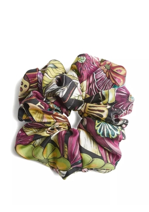 La DoubleJ floral-print silk scrunchie - Green