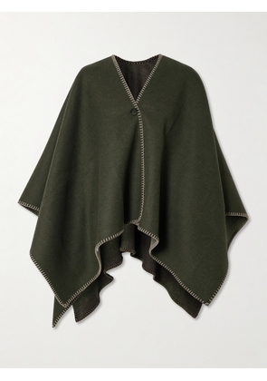 Purdey - Welbeck Reversible Whipstiched Checked Wool And Cashmere-blend Cape - Green - One size