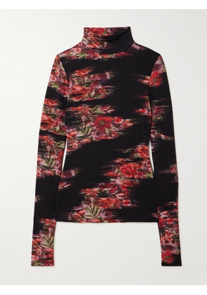GANNI - Turtleneck Floral-print Stretch-jersey Top - Multi - EU 32,EU 34,EU 36,EU 38,EU 40,EU 42,EU 44