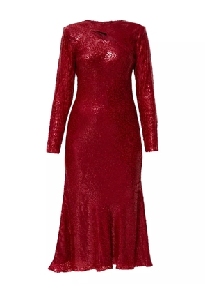 Self-Portrait lurex-detail silk dress - Red