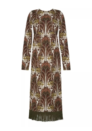 Cara Cara fringe-trimmed midi dress - Brown