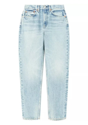 RE/DONE logo-patch tapered jeans - Blue