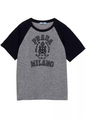 Prada logo-intarsia T-shirt - Grey