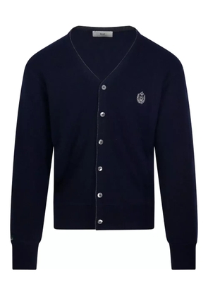 DUNST crest-embroidered cardigan - Blue