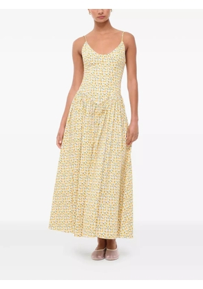 STAUD Dena floral-print midi dress - Yellow