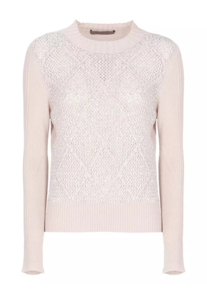 D.Exterior embellished round-neck sweater - Pink
