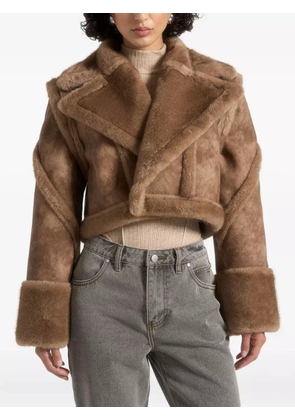 Manière De Voir Kena plush detachable-sleeves jacket - Neutrals