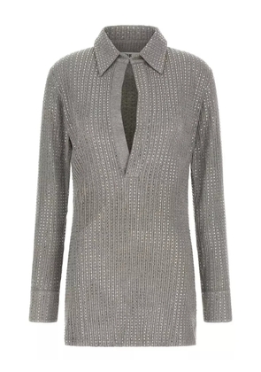 The Attico rhinestone-appliqué dress - Grey