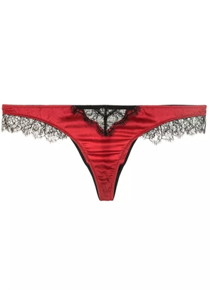 Kiki de Montparnasse Lace Inset silk charmeuse thong - Red