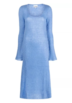 GANNI brushed ribbed mididress - Blue